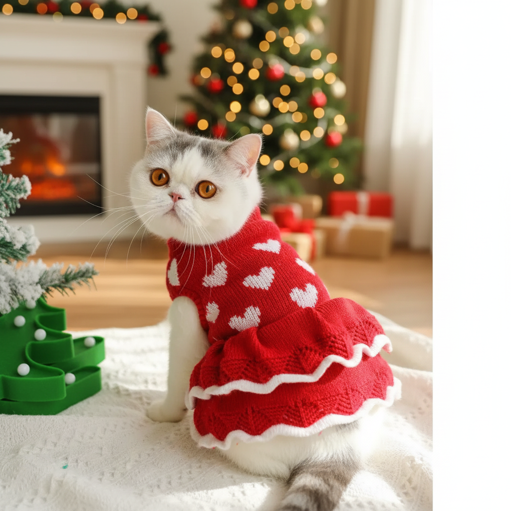 Festive Holiday Sweater for Cats & Small Dogs | Warm Christmas Pet Outfit